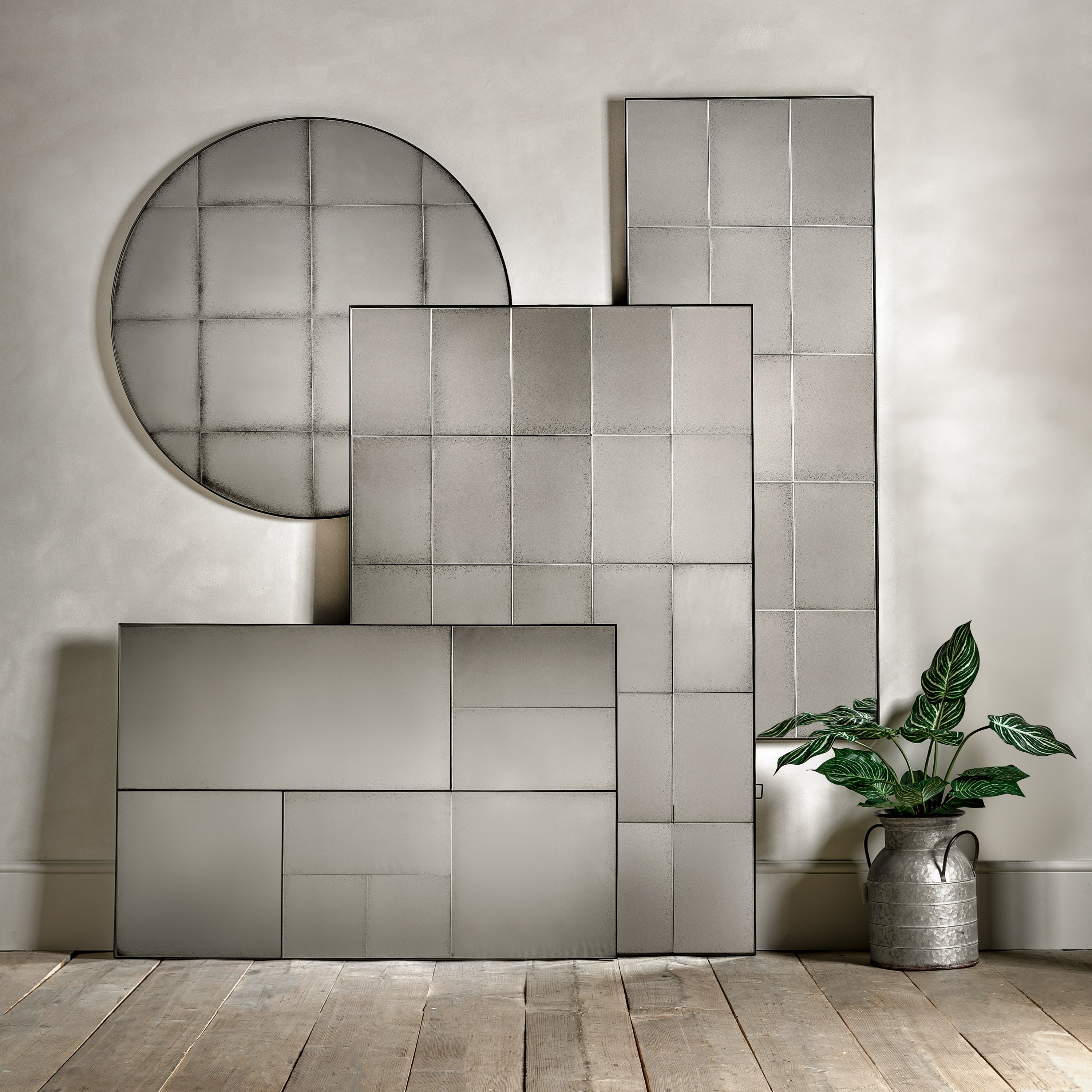 Bromley Rustic Black Window Full Length Leaner Mirror | Wide